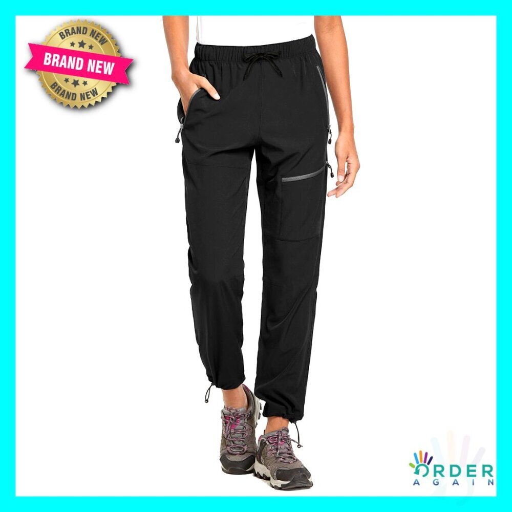 Quick Dry Hiking Pants Water Resistant Lightweight Cargo Pants Elastic Waist